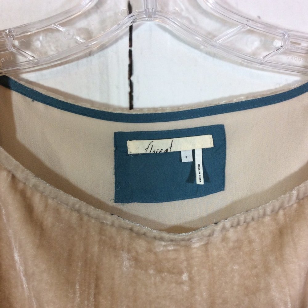 Anthropologie Floreat Crushed Champagne Velvet Shift Mini Dress Pockets Size S - Picture 11 of 16